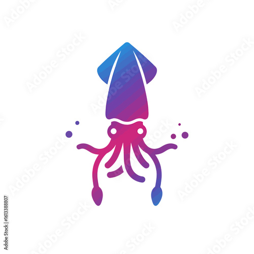 Colorful Squid Illustration: A captivating illustration of a squid, showcasing vibrant gradients of color. The image brings out details and a sleek design.