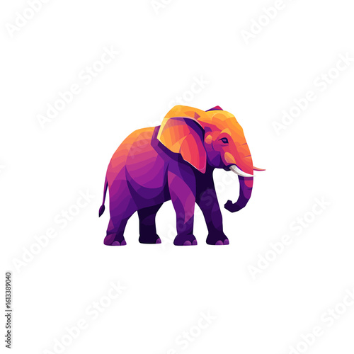 Vibrant Elephant Illustration: An artistic illustration showcasing a majestic elephant in a colorful and eye-catching style, this image conveys the animal's grandeur and vitality.