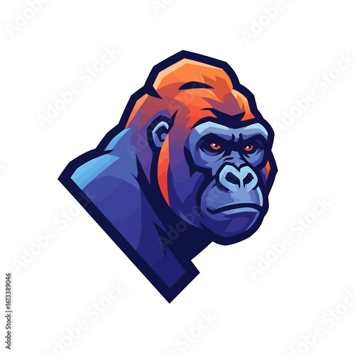 Gorilla Emblem: A striking gorilla, rendered in bold, stylized lines and vibrant colors, stares out from a logo design, exuding strength and majesty.