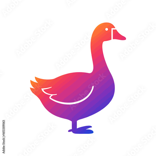 Stylized Goose Icon: A vibrant illustration of a goose, rendered in a gradient of colors, perfect for use as a logo or graphic element.