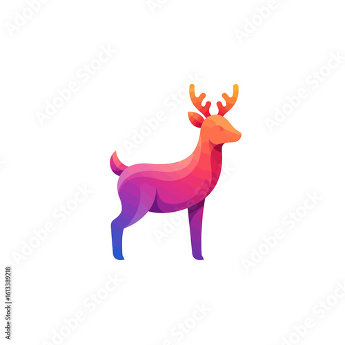 Vibrant Deer in a Playful Pose: A captivating artistic depiction of a deer, rendered in an array of vibrant colors, showcasing the creature in a playful, lively stance against a crisp background.