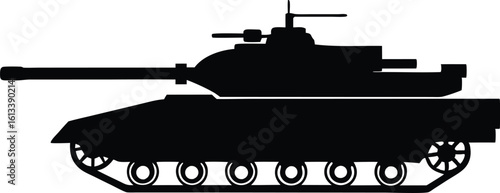 Retro WWII Tank Vector Illustration, Military Vehicle Silhouette Collection. Tank Silhouette Vector Illustration