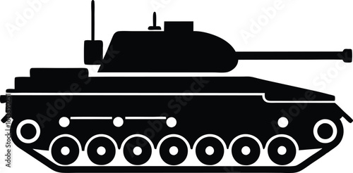 Retro WWII Tank Vector Illustration, Military Vehicle Silhouette Collection. Tank Silhouette Vector Illustration