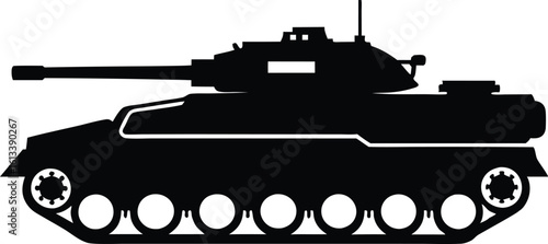 Retro WWII Tank Vector Illustration, Military Vehicle Silhouette Collection. Tank Silhouette Vector Illustration
