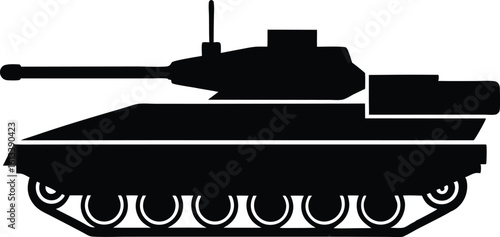 Tank Silhouette Vector, Military Tank Vector Icon, Battle Tank Silhouette Graphic, Main Battle Tank (MBT) Vector Silhouette