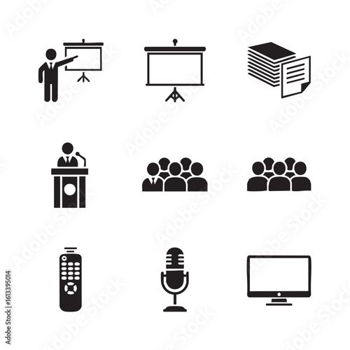 Business presentation audience microphone remote control display speaker