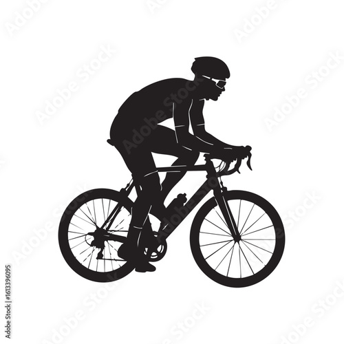 Cyclist in aerodynamic pose on racing bicycle sport athletic