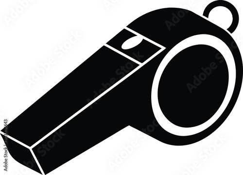 Whistle Icon Vector, Whistle Vector Art Silhouette, Sports Whistle Vector Outline Illustration