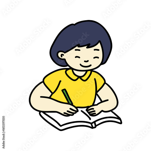 Illustration of a student studying while attending class