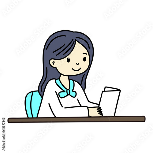 Illustration of a student studying while attending class
