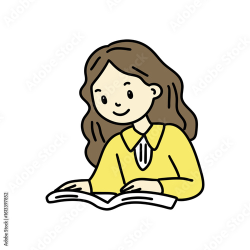 Illustration of a student studying while attending class