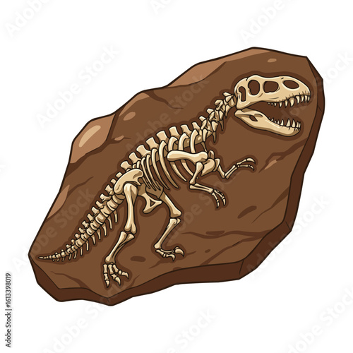 Dinosaur Fossil Skeleton in Rock