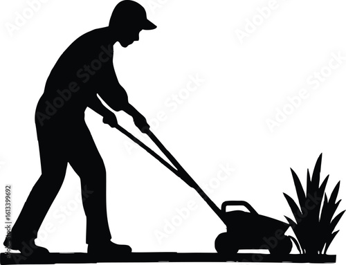 lawn mower the grass black silhouette vector illustration,lawn mower icon