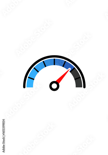 Simple speedometer graphic showing moderate speed.
