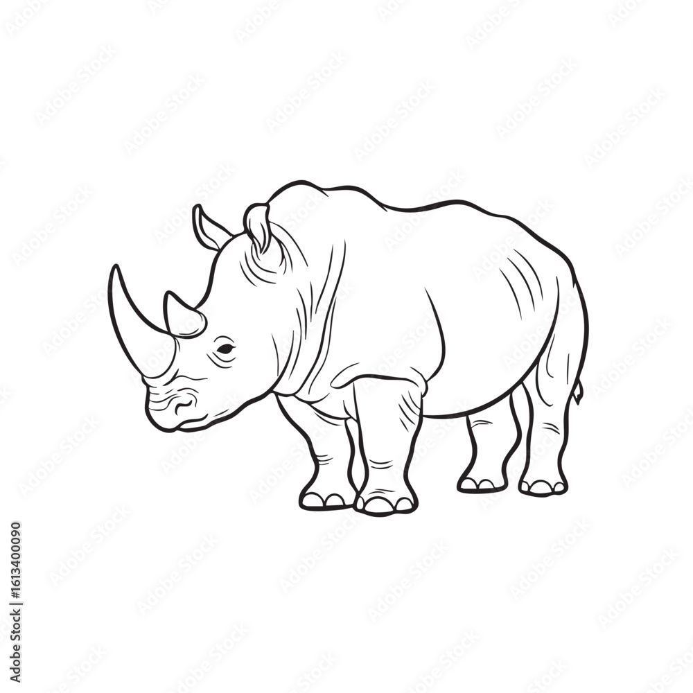 Obraz premium Majestic rhinoceros standing with a prominent horn and textured skin animal wildlife