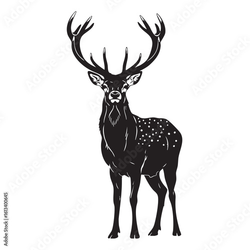 Majestic stag with large antlers and spotted coat standing proudly deer wildlife