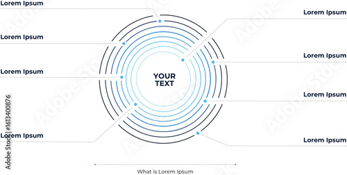 Radial infographic diagram with editable text and lines