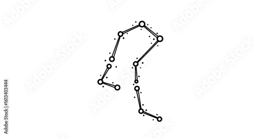 Abstract line art of a geometric constellation forming a fictional zodiac sign. Mystical vector art for astrology themes.