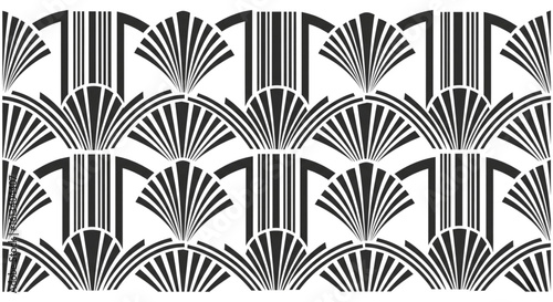 Art Deco Geometric Pattern – Vintage Fan and Arch Vector on White Background

