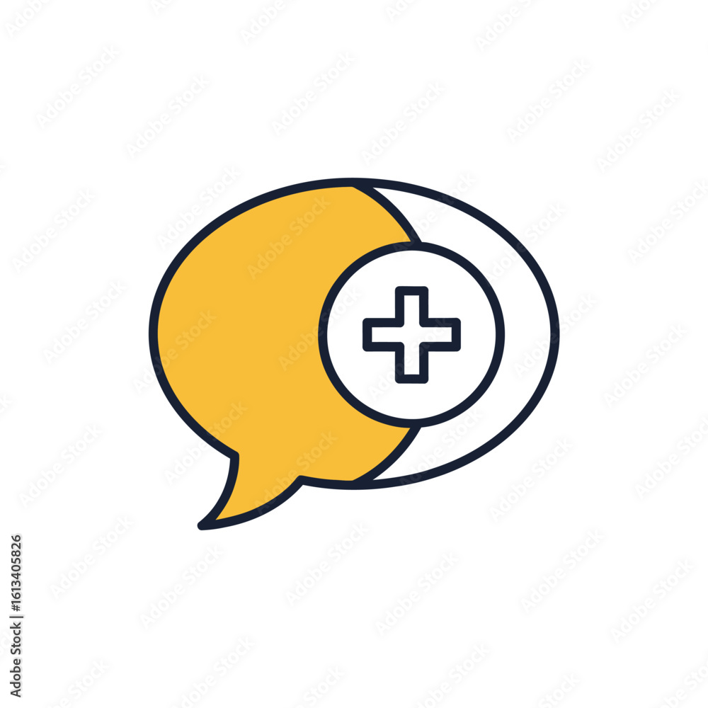 Fototapeta premium Speech bubble with a plus sign icon isolated on white background