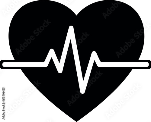 Heartbeat Symbol: An elegant vector illustration of a heartbeat rhythm within a stylized heart, perfect for medical or health-related themes.