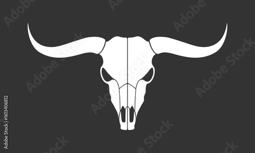 Bull skull graphic icon. Skull of bull isolated sign on black background. Vector illustration