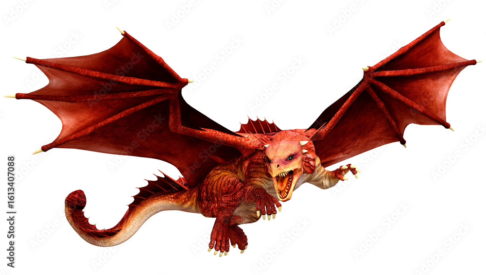 Naklejka premium 3D Rendering Fairy Tale Dragon on White