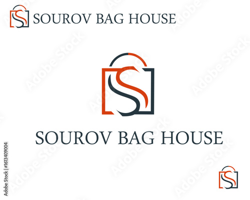 business logo design, sourov bag house logo design,sourov bag house,sourov bag,sourov,bag,house,logo,bag,tag.icon,typhography