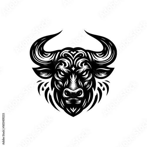 Wallpaper Mural A fierce bull head illustration isolated on white background Torontodigital.ca