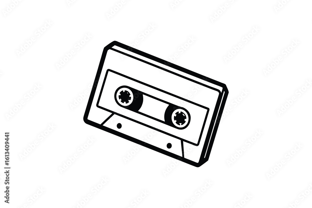 Fototapeta premium Simple Black and White Retro Cassette Tape Graphic