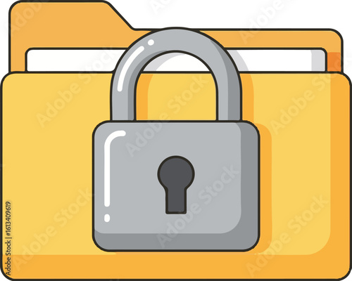 Secure Folder Icon with Padlock for Data Protection, Confidentiality, and Digital Security Concept