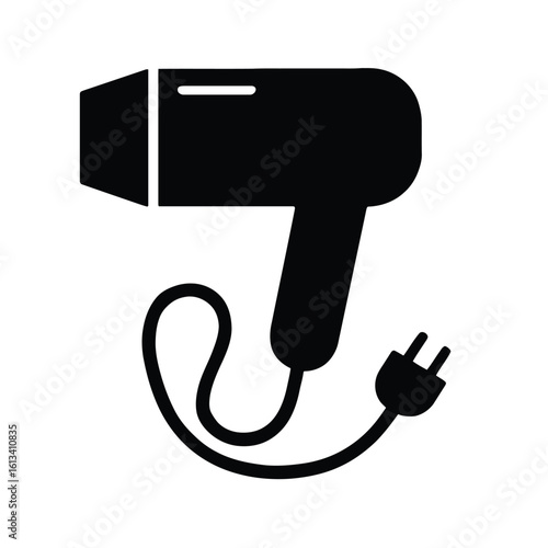 hair dryer silhouette illustration modern design for beauty salon and personal care appliance tool	