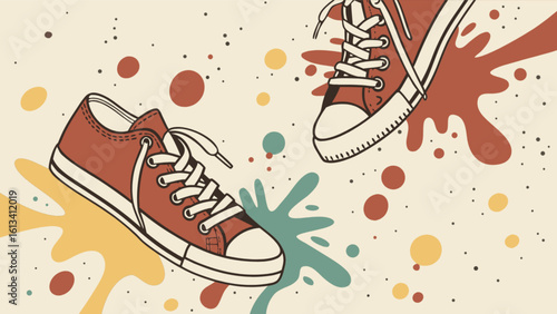 Canvas shoes sneakers vector art illustration for fashion footwear design and trendy style concept