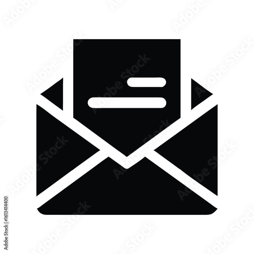 Simple Black Envelope with Document Icon for Messaging Purposes