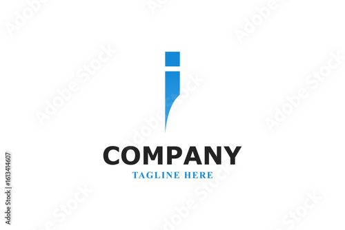 modern truncated letter i logo design