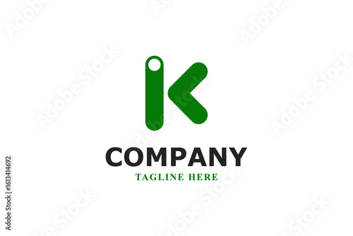 letter k power on minimal logo
