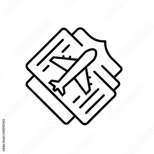 Airline Tickets: Simple Line Art Icon, Travel Booking, Journey Concept
