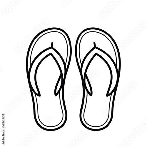 Simple black and white outline of flip flops