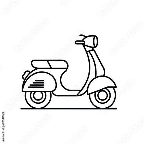 Classic scooter icon in black and white line art
