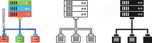 Server network diagram vector illustration for cloud computing and data center