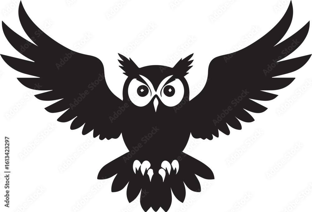 Obraz premium Wise Owl Spreads Wings in Flight
