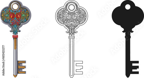 Vintage key vector illustration antique key design for graphic and web design use