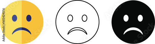 Find sad emoji icons vector illustration for social media and expressing emotions