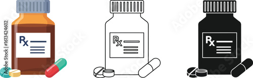 Prescription medicine bottle vector illustration pharmaceutical drug treatment icon