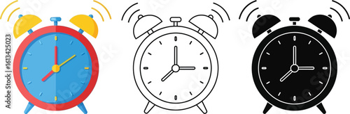 Alarm clock vector icon set time reminder wake up call illustration design graphic