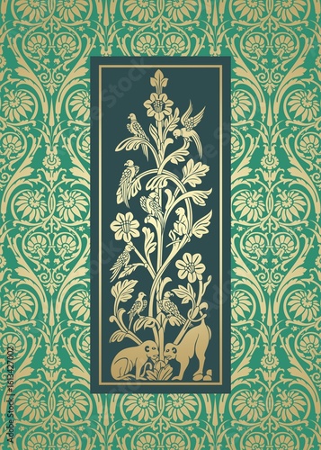 parrots, feathers ,wedding card design, royal India	