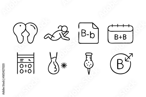 Eight Simple Icons Representing Medical and Biological Concepts biology health