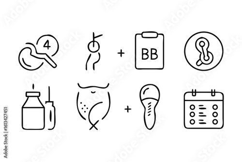 Medical Icons Representing Health Checkup and Treatment Process vector