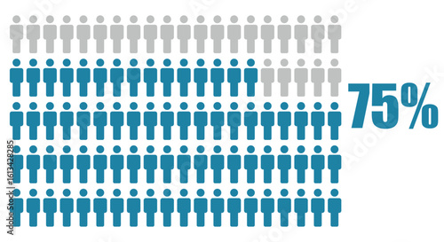 Percentage of population 75 infographic icon isolated on White background