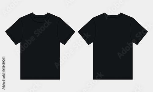 Black t shirt template vector illustration template front and back